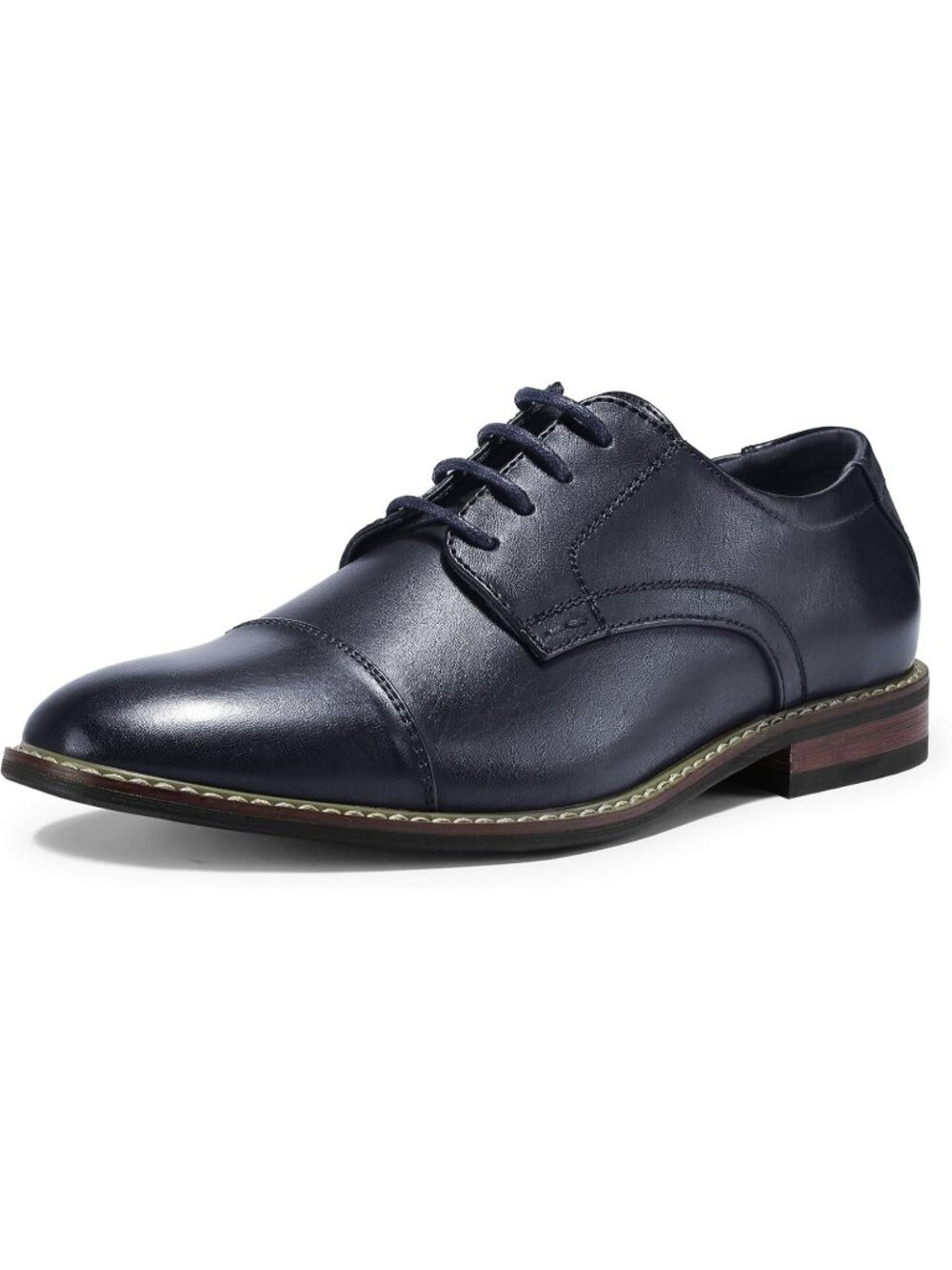 Men's Navy Polyurethane Wingtip Cap-toe Formal Oxford Dress Shoes